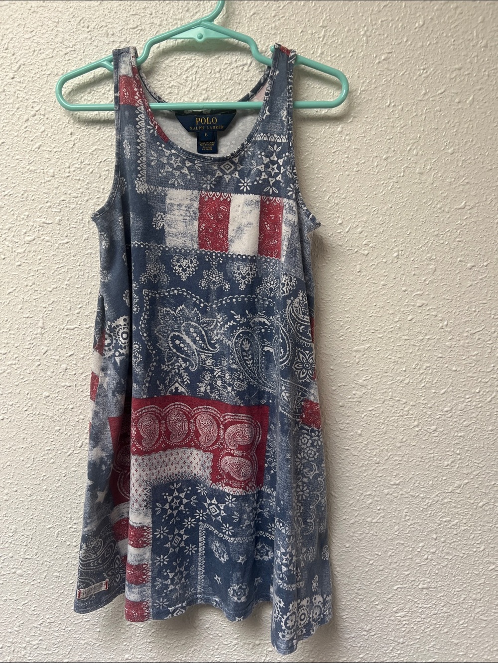 Polo by Ralph Lauren Navy & Red Bandana Patchwork Tank Dress